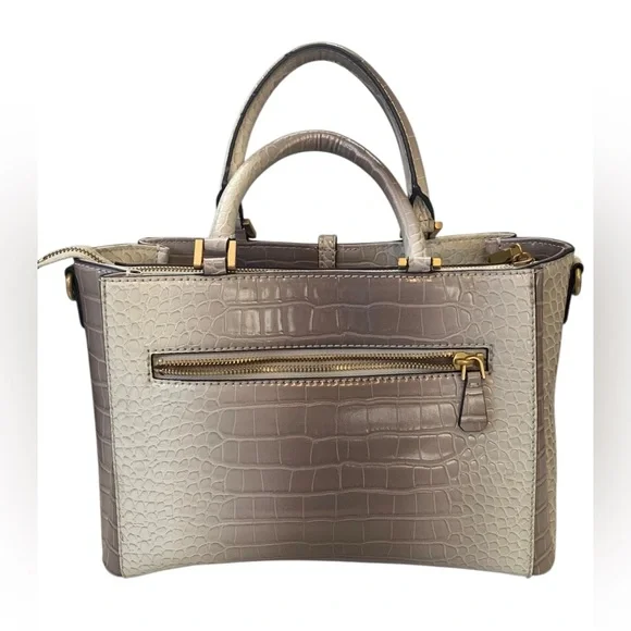 *NWOT* GUESS G James Girlfriend Beige Ombre Crocodile Embossed Satchel - Picture 3 of 12